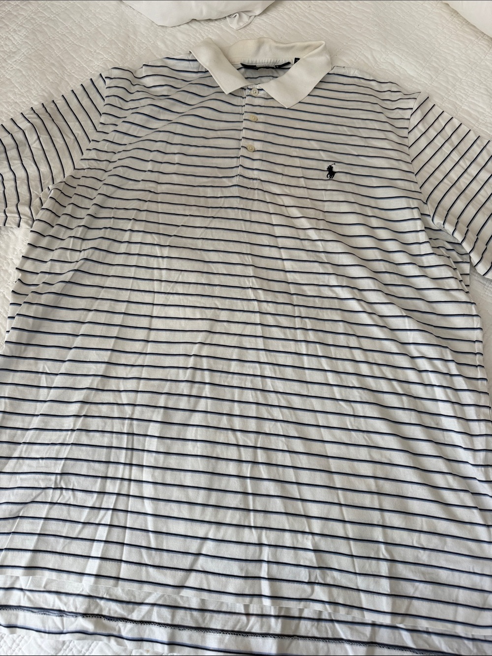 Polo by Ralph Lauren White Polo Shirt with Navy Stripes